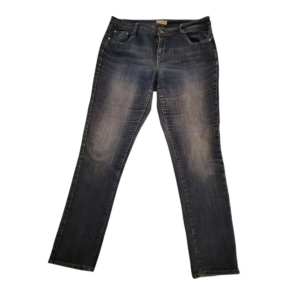 Earl Jean Womens Bootcut Embellished Jeans Size 14 - Picture 2 of 9